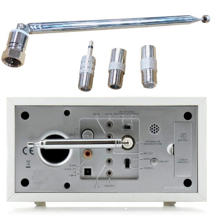 Antenne Télescopique 5 Sections 30 Cm - Acier Argenté, Pour Radio TV FM, Récepteur AV, Diamètre 5 Mm