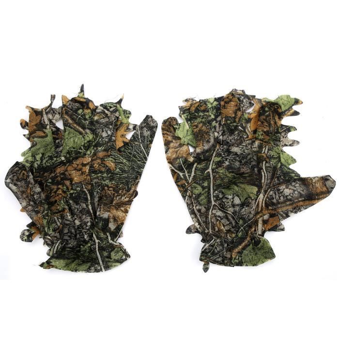 Gants De Camouflage 3D Feuillage - Pour Chasse, Observation, Photo Nature Et Paintball - 8