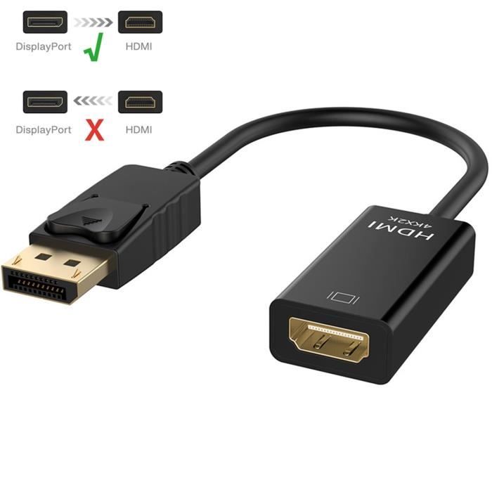 SHUBEIEUMI Lot De 2 Adaptateurs DisplayPort Vers HDMI 4K 60Hz - DP Mâle Vers HDMI Femelle