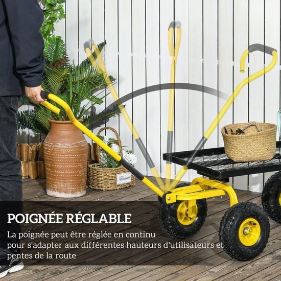 Chariot De Jardin Pliable Novonova - 80kg Capacité, Roues 360° - Transport Camping Pique-nique