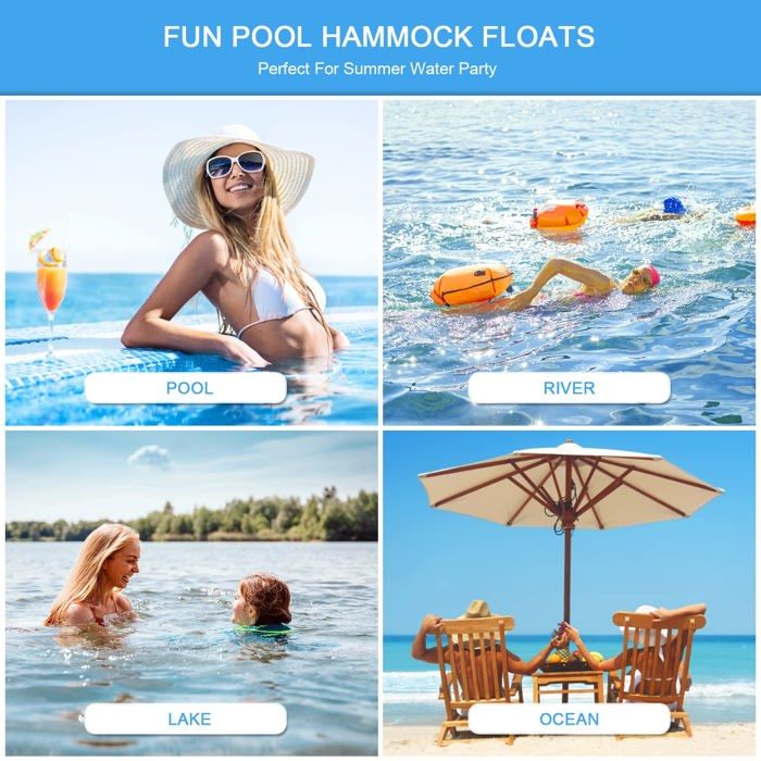 Hamac Piscine pour Adulte 2 Pcs, Gonflable Hamac Flottant 4 -en-1 Hamac Piscine pour Adulte 2 Pcs, Gonflable Hamac Flottant 4 -en-1