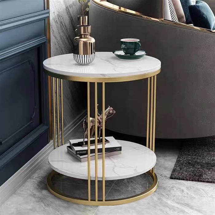 Table D'appoint Métal Doré Magic Style - Design Moderne Marocain, Dessus Gravé, Ø64,8 Cm - Salon & Balcon