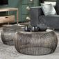 Table Basse Ronde En Metal Gris Et Dore Riley Gris L 65 X P 65 X H