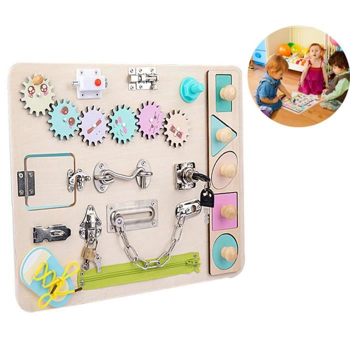 Valisette - 4 jouets sensoriels en bois