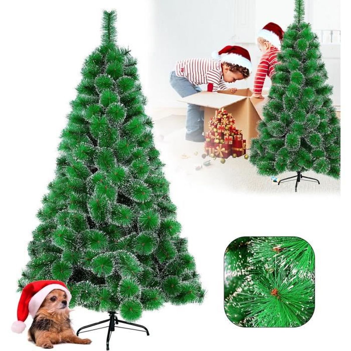 LZQ Sapin de Noël artificiel en pin PVC 150cm Blanc Arbre de Noel avec