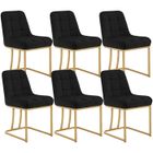 WOLTU Chaise Salle à Manger, Lot de 6, Chaise Salon en Velours Rembourrée, Structure Métallique en Forme d'arc, Noir W0ATT0533-6