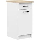 HUCOCO ASTRA - Meuble de cuisine bas style moderne - 50x82x46 - 1 porte+1 tiroir - Blanc 82x50x46