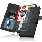 MASSILIA TECH Coque pour SAMSUNG GALAXY A14 4G- 5G + 2 vitres verre trempé coque à rabat simili cuir porte cartes noir