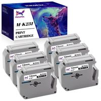 Compatible Rubans d'étiquette MK231 M-K231 HALOFOX pour Brother MK231 Brother M-K231 Cassette,12mm Noir sur Blanc, Lot de 6
