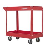 AREBOS Chariot Servante d’Atelier Chariot à Outil | 2 étages | Acier  | Large capacité de Charge Jusqu’à 100 kg | Rouge