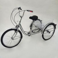 Tricycle Adulte 6 vitesses 24" Pouces Trike 3 roues de vélo Bicyclette w/ Panier