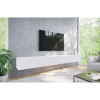 Meuble TV suspendu / Table Basse TV / Banc Télé flottant de Salon 280 cm blanc mat