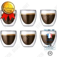 changm- Coffret de 6 Tasse à café/Expresso/Espresso en Verre - 80 ml - Set/Tasses à café Double paroi, Tasse Expresso Originale Thé 