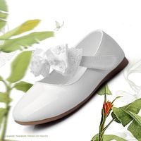 Chaussures Princesse en Cuir pour Fille - Ballerine avec Décoration Nœud - Blanc