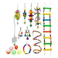 15 pièces jouets à mâcher pour oiseaux avec cloche perles balle animal perroquet jouet Cage jouet suspendu pour calopsitte
