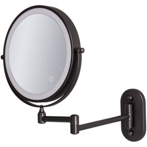 Rechargeable par USB Miroir Grossissant Lumineux Mural x5 avec 0.5h Fonction d/'arrêt Automatique 3 Lighting Effects avec Bouton Tactile réglable Lumière Miroir de Maquillage Noir