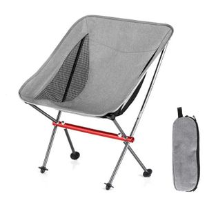 CHAISE DE CAMPING Gris - Chaise pliante portable ultralégère pour vo