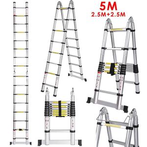 ECHELLE Échelle Télescopique Pliante 5M - Eloklem, Ultra-épais et léger Aluminium,Anticorrosion et Antirouille,16 Echelons,Charge max 150