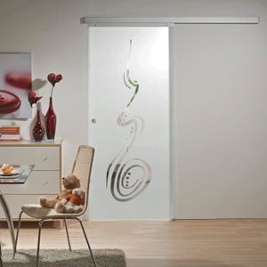 verre de s/écurit/é ESG transparent poign/ée ronde Sogood porte coulissante design Amalfi TS19-775 avec amortisseur 77,5x205cm