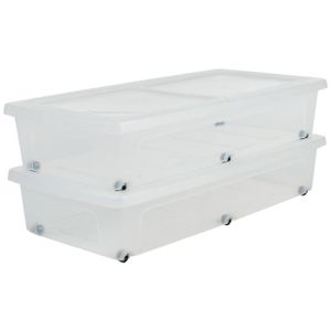 Eda Plastique Coffre De Rangement Dessous De Lit 33 L Avec