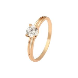 BAGUE - ANNEAU Bague Solitaire Cristal Blanc Plaqué Or Jaune 750/