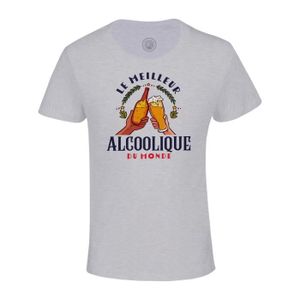 T-SHIRT T-shirt Enfant Gris Le Meilleur Alcoolique du Mond