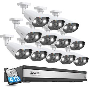 CAMÉRA DE SURVEILLANCE ZOSI 4K PoE Kit Caméra de Surveillance 12pcs 8MP C