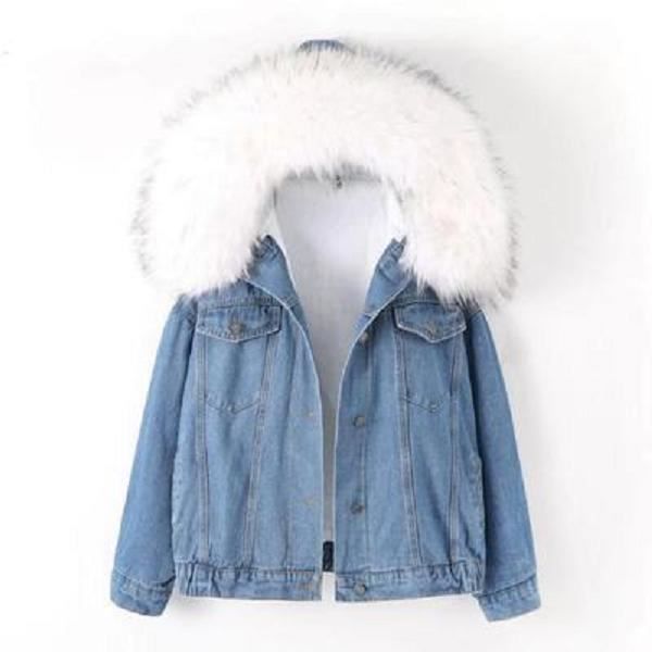 Veste jean hotsell avec fourrure femme