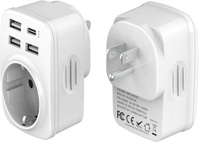 Adaptateur De Prise Plate à Ronde - Pour Utiliser L'Équipement Américain En Europe (Fabriqué En Espagne)
