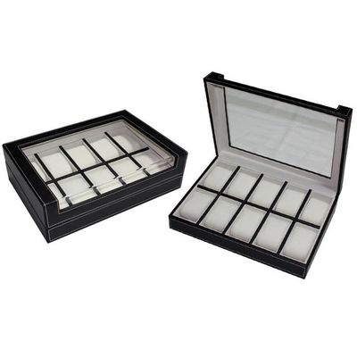 Coffret à Montres Pour 12 Montres - Noir, Velours Et Simili Cuir, Rangement Luxe