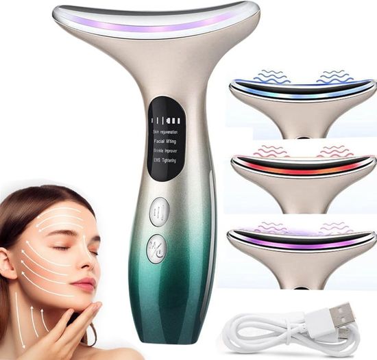 Appareil De Soin Visage Et Cou Anti-Rides EMS – Micro-courants – Rechargeable USB – Marque ANLAN – Neuf