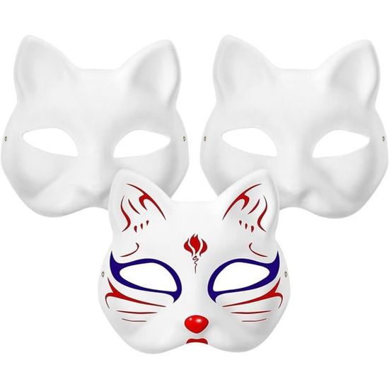 Masques blancs peints à la main, masque en papier bricolage