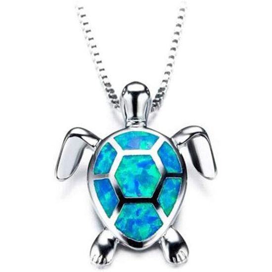 Pendentif tortue opaline bleue 