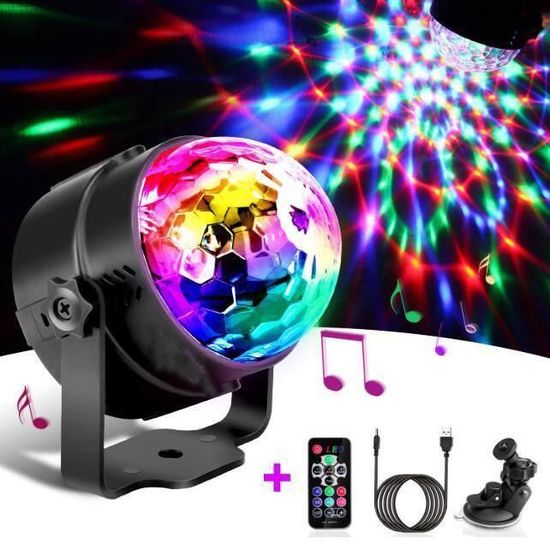 Lampe de Scène, Boule Disco de Commande Vocale RGB Couleur Lumière Fête Commande Sonore Mini