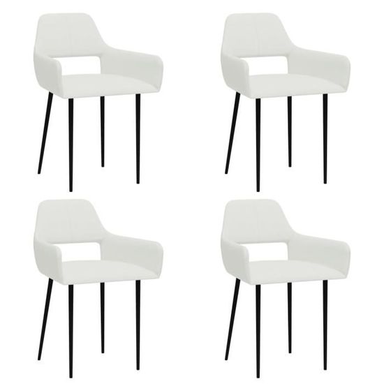 Lot de 4 Chaises de salle à manger Contemporain - Chaise de cuisine Chaise de salon Blanc Tissu Moderne De Luxe | 10860