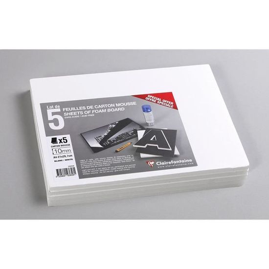 House Of Card & Paper Lot De 10 Feuilles De Carton En Mousse Blanc