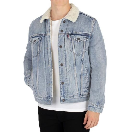 Veste Levi s Homme Sherpa Trucker Bleu Bleu Cdiscount Pret a Porter