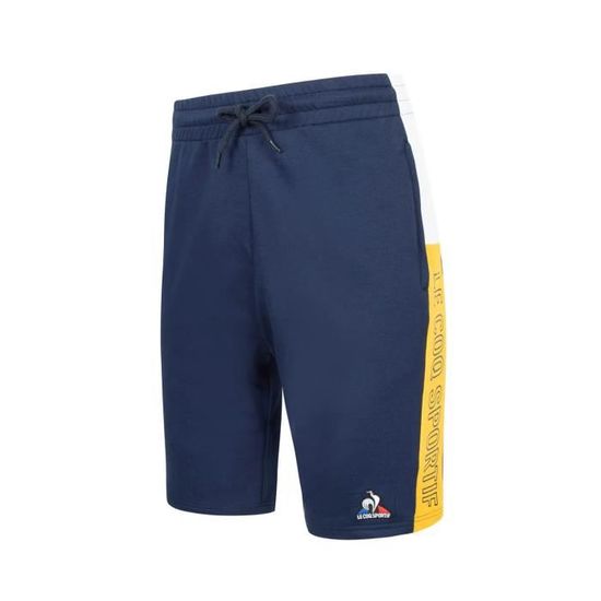 Short Le Coq Sportif Saison Regular bleu jaune homme Bleu