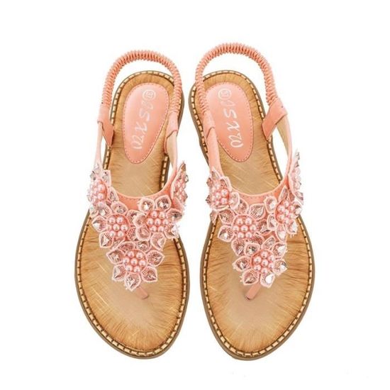 Sandales Plates à Strass DREAM PAIRS Pour Femme - Style Bohème été, Plage, Vacances