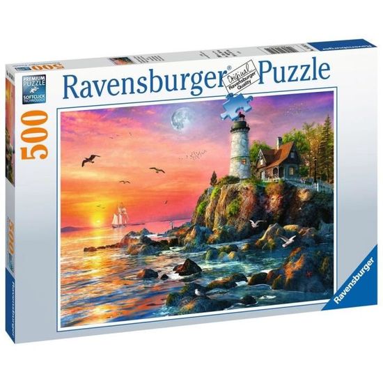 Puzzle 500 pièces - Phare au coucher du soleil - Ravensburger - Paysage et nature - Mixte - A partir de 10 ans