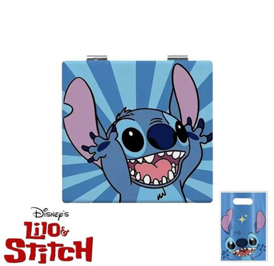 Miroir De Poche Personnalisé Stitch Avec Prénom - Rose - 7x6 Cm - Idée Cadeau Artisanale