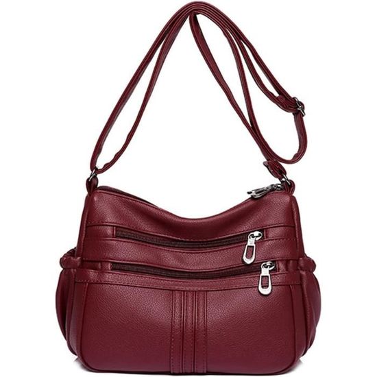 Sac Besace Kinston Similicuir Rouge - Femme - Neuf Avec étiquettes