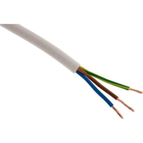 Câble d'alimentation électrique HO5VV-F 3G1 Blanc - 25m - Zenitech