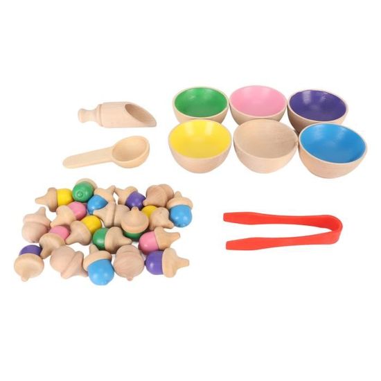 Jeu De Correspondance Des Couleurs En Bois Montessori – Anneaux à Empiler, Motricité Fine, Dès 18 Mois