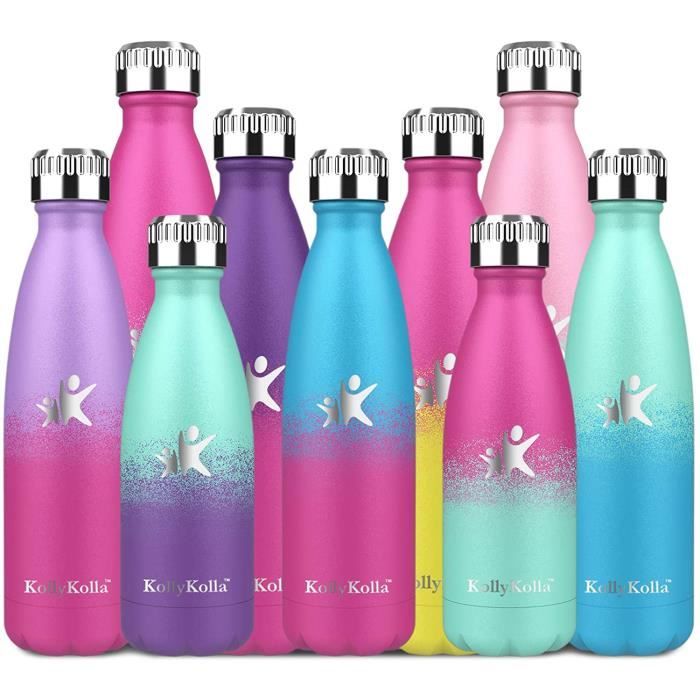 KollyKolla Gourde Isotherme 500ml – Inox Double Paroi, Anti-fuite, Sans BPA, Pour L'école, Le Sport Et Les Aventures