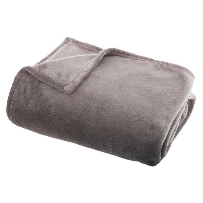 Plaid flanel uni - 125 x 150 cm - Gris moyen