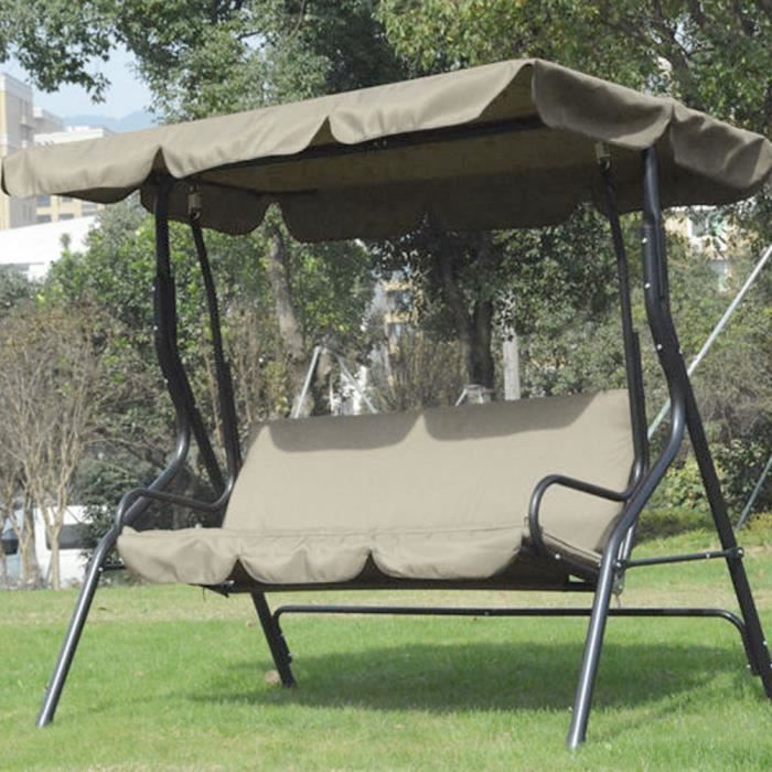 3 places Housse de Courtyard Garden Swing Hamac Housse de protection étanche 150x150x10cm (Beige)