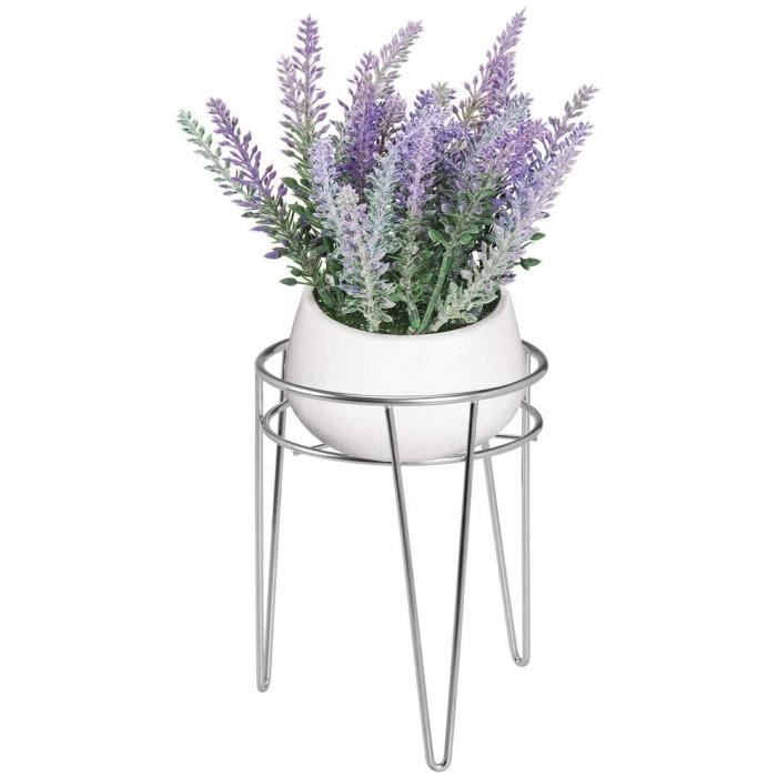 mDesign support pour plantes – petit porte pot de fleurs sur pied au design industriel – jardinière en métal avec pieds en épingle à