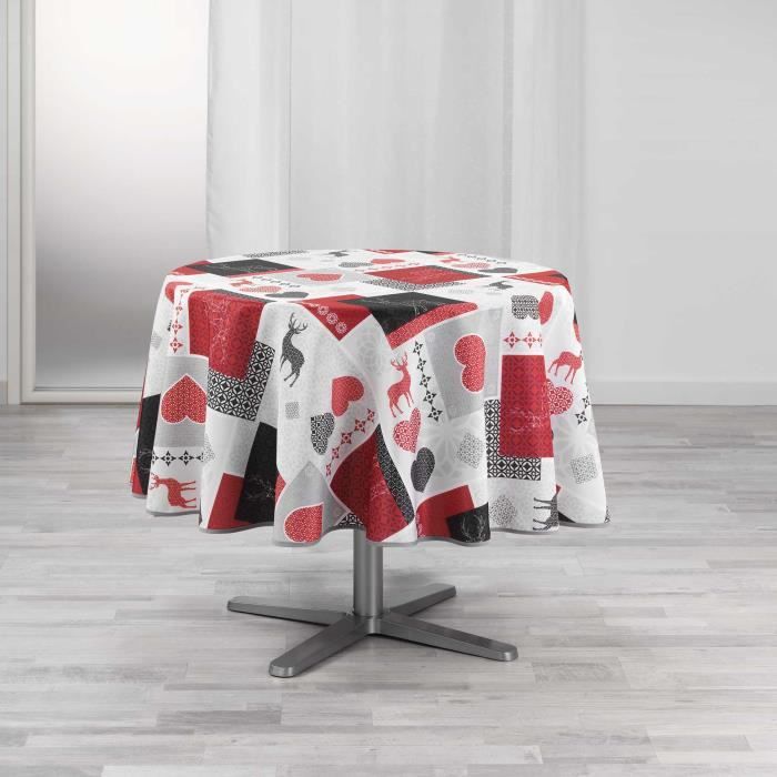 Nappe ronde 180 cm Chalet Valthos rouge