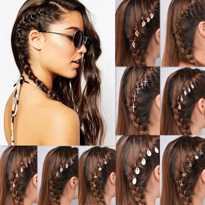 bandeau - serre-tête -1 lot = 5 pièces nouveau mode bijoux de cheveux argent plaqué rétro punk bel...- Modèle: shell - MIZBFSC06853